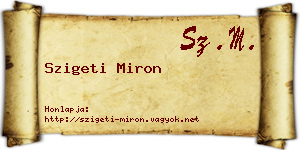 Szigeti Miron névjegykártya